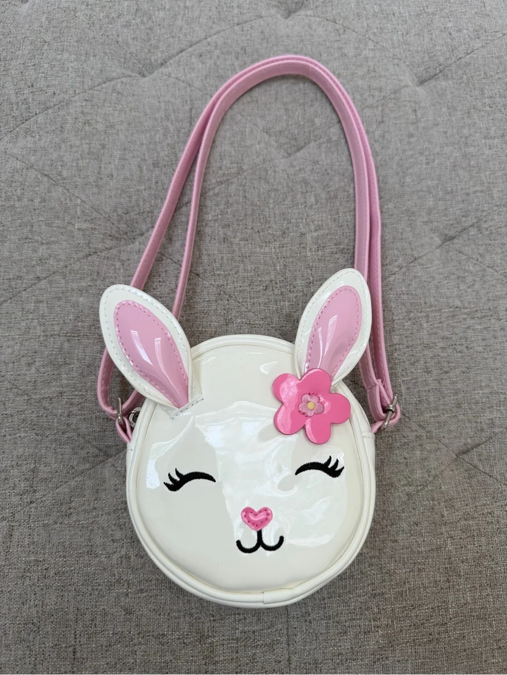 EUC GYMBOREE WHITE EASTER BUNNY FLORAL PURSE GIRLS NOVELTY BAG RABBIT PURSE